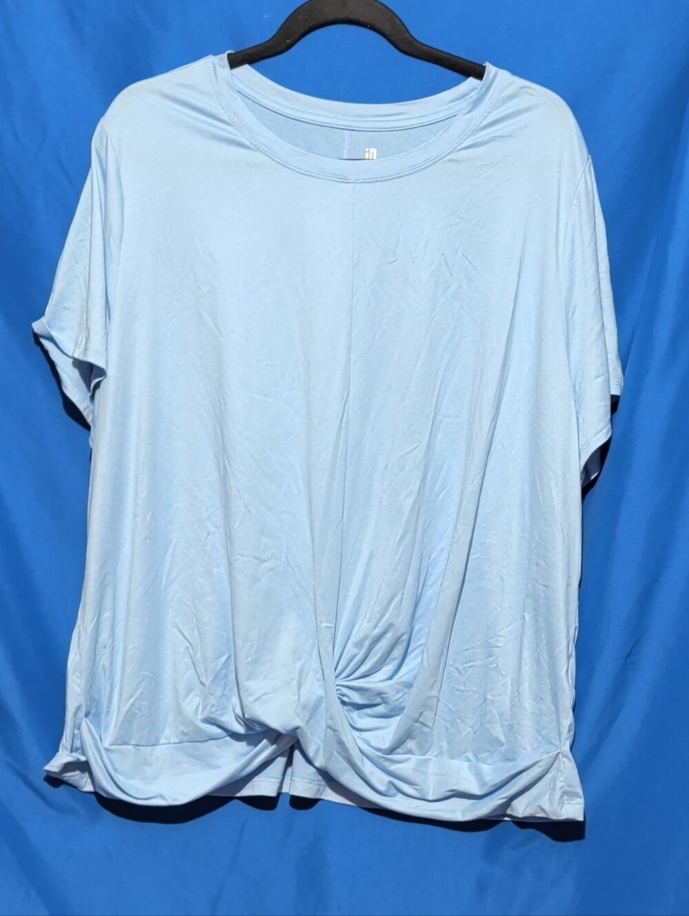 Ideology 3X Light Blue Short-Sleeve Twist Hem Tee